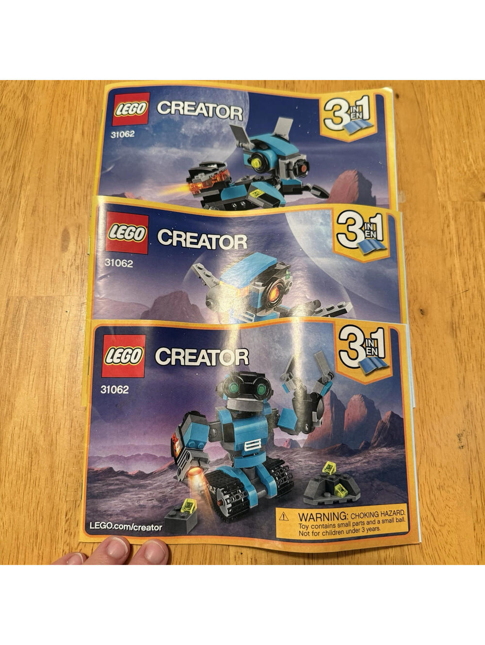 Lego Creator Robot Explorer #31062 Set of 3 Instruction Manual Booklets ONLY